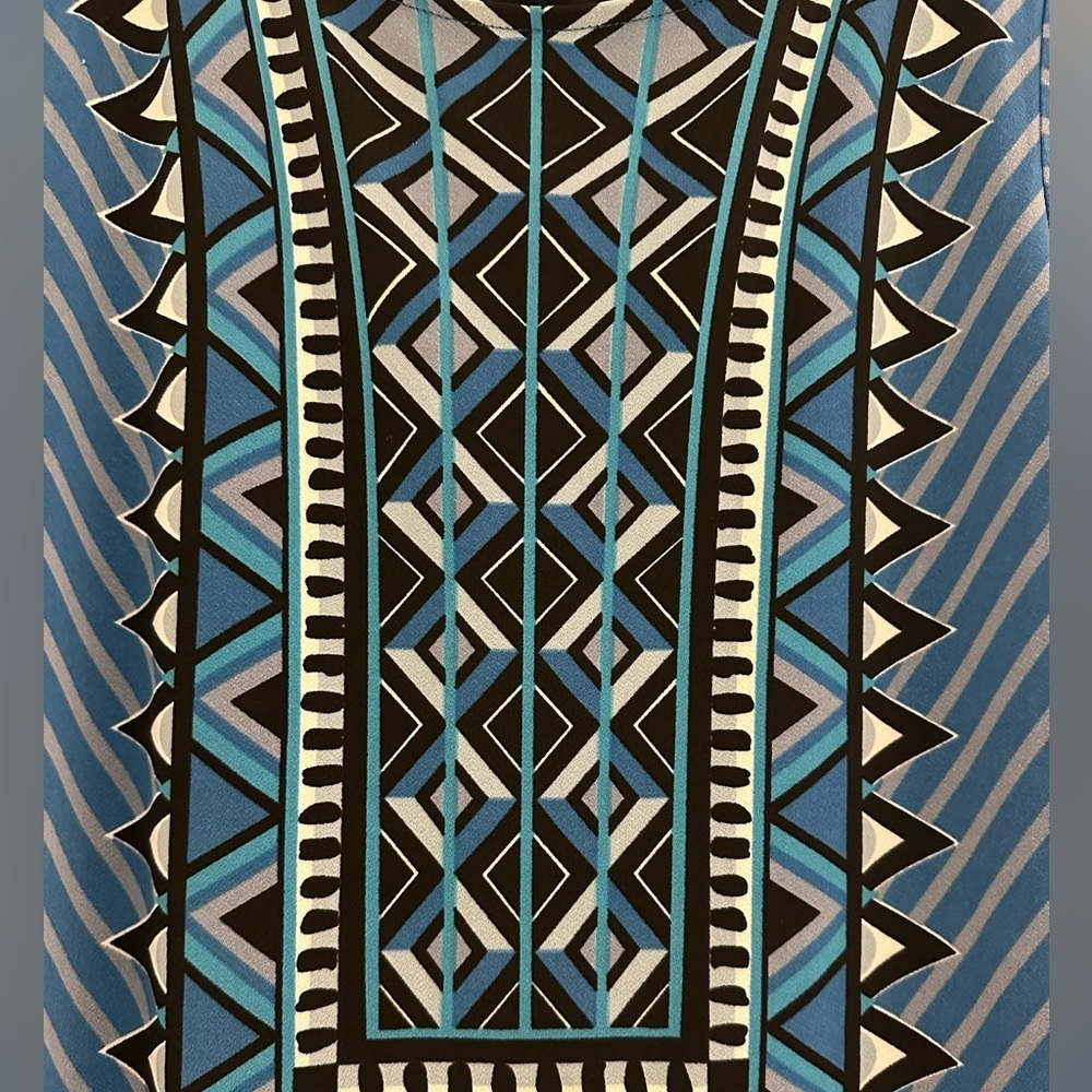 Bob Mackie Wearable Art Blue Geometric Top Size S… - image 3